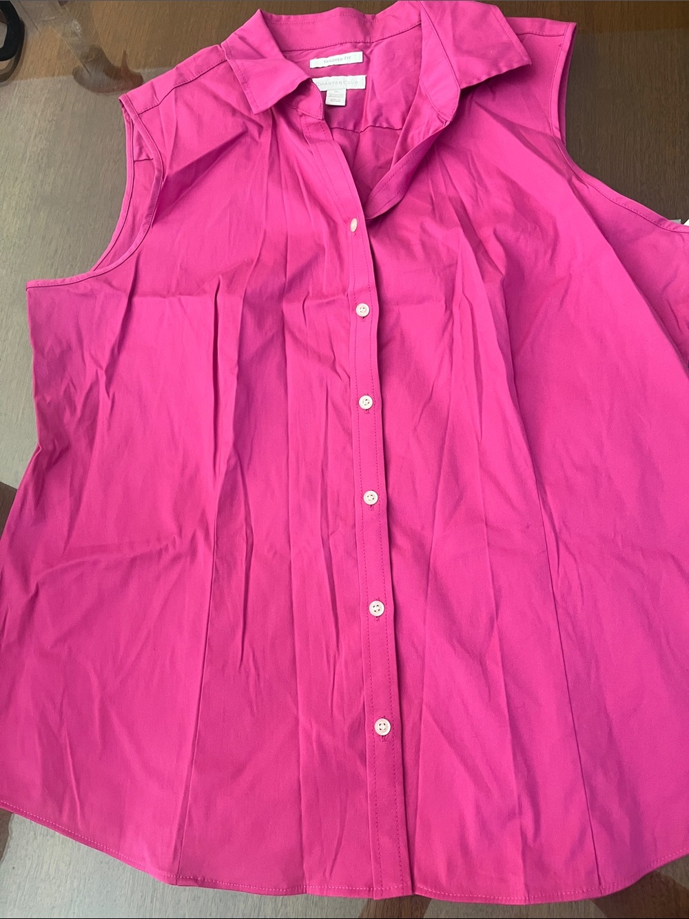 Charter Club Sleeveless Button-Down Shirt in Fuchsia